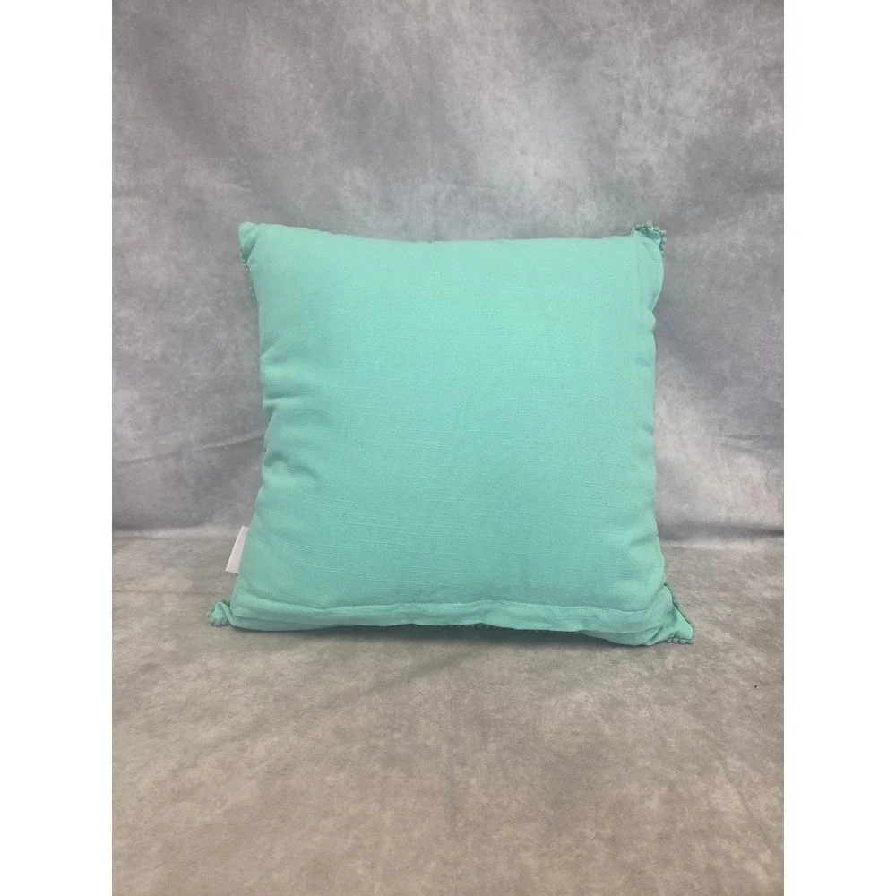 Easter Spring Gingham Bunny Rabbit Floral Embroidered Throw Pillow